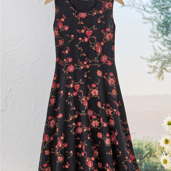 Terra Floral Knit Dress Large Knee-Length Cotton - Picture 3 of 11